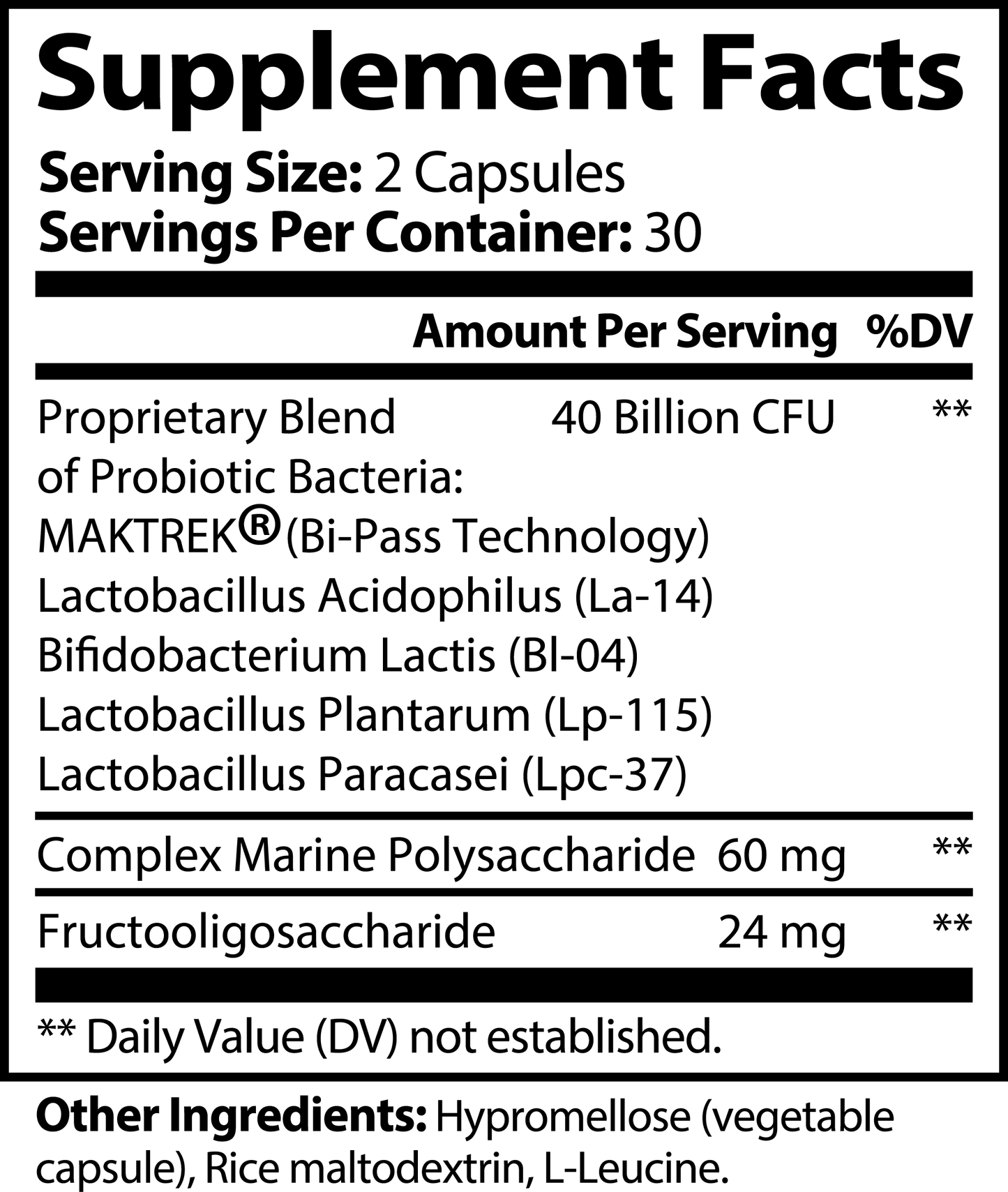 Probiotic 40 Billion CFUs with Prebiotics